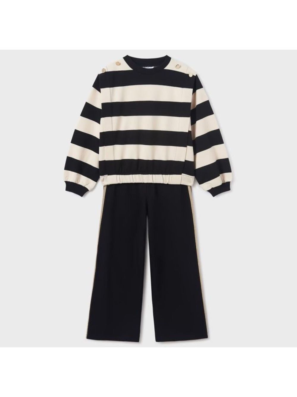 Size 14 Girls Mayoral Striped Black and Cream Kids Set